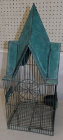 Painted Metal & Wire Bird House