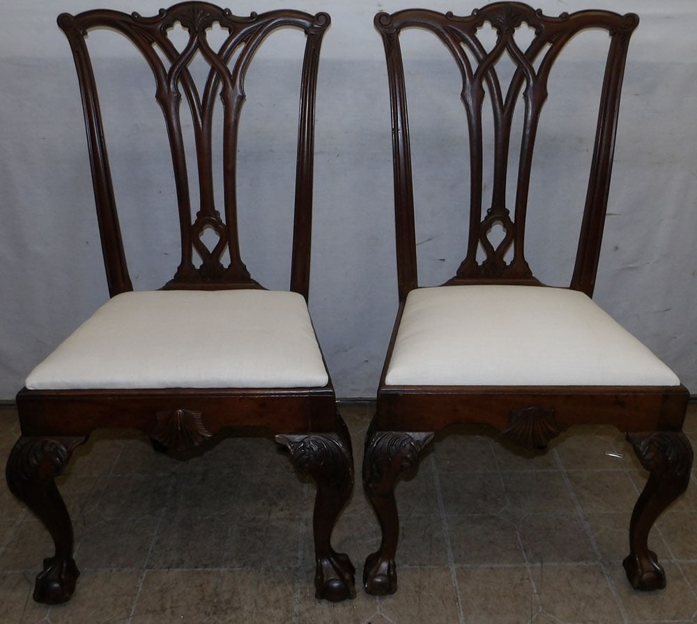 Pair of 19th Century Carved Mahogany Chippendale Robert Morris Style Side Chairs with Ball & Claw (1 of 5)