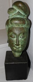 Chinese Bronze Bust of Lady Signed with Character Marks