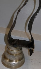 Large Cast Brass Cow Bell with Leather Strap