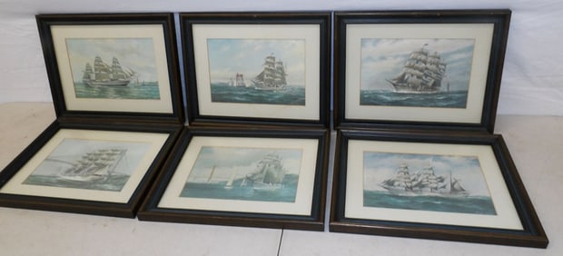 Set of Six Framed Ship Prints