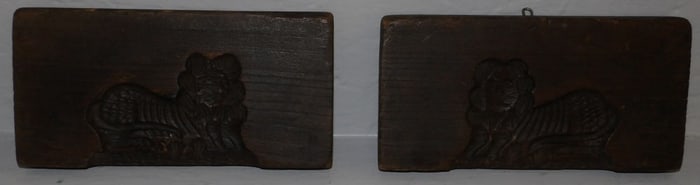 Two Carved Molds with Lion Motif