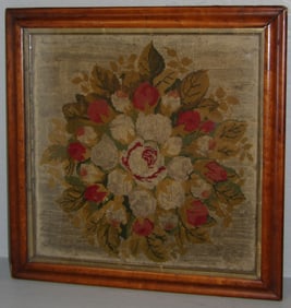 Antique Needlework in Maple Frame