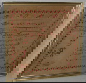 Antique Framed Needlework Sampler