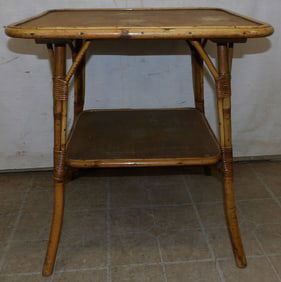 Vintage Bamboo Two Tier Lamp Table
