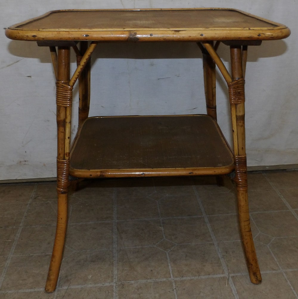 Vintage Bamboo Two Tier Lamp Table (1 of 4)