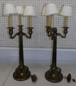 Pair of Brass Candelabra Lamps by Chapman