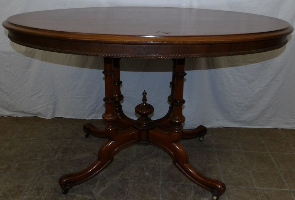 Antique Walnut Oval Center Table (1 of 4)