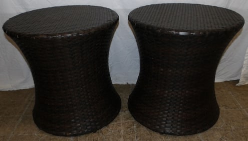 Pair of Faux Rattan Stands