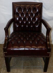 Leather Button & Tufted Arm Chair