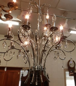 Modern Chrome & Crystal Eleven Light Chandelier