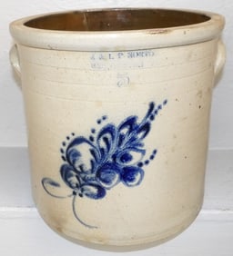 Antique Five Gallon Stoneware Crock (E & LP Norton, Bennington, VT)