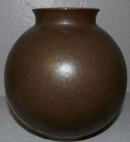Frog Skin Green Glazed Pottery Vase Signed D. Lewis
