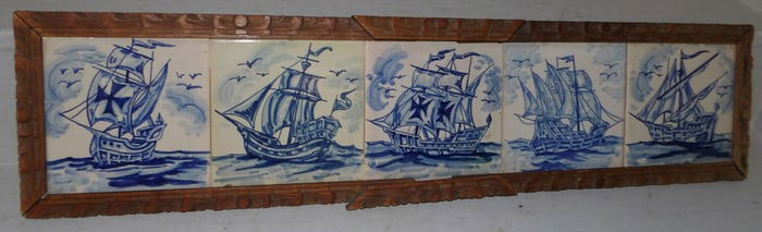 Antique Framed Painted Tile