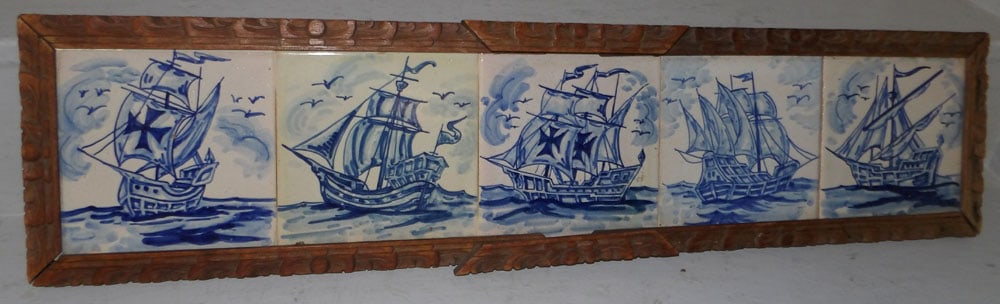 Antique Framed Painted Tile (1 of 4)