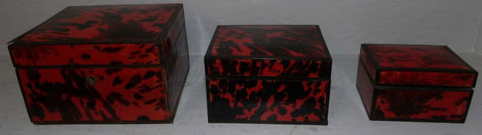 Three Graduated Faux Tortoise Shell Boxes