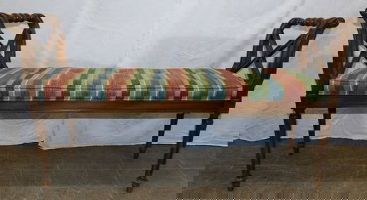 Walnut & Upholstered Window Bench