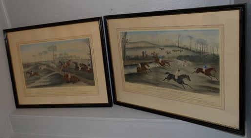 Two Framed Hand Colored Fox Hunt Engravings
