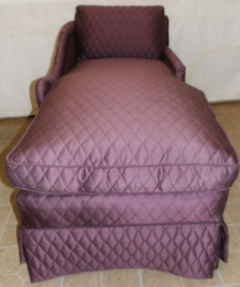 Upholstered Chaise Lounge: Upholstered Chaise Lounge . 63" L 27" D 31 1/2" H "ALL DESCRIPTIONS AND ANY CONDITION STATEMENT GIVEN BY LANGSTON AUCTION GALLERY ARE STRICTLY OPINIONS AND LANGSTON'S SHALL HAVE NO RESPONSIBILITY FOR