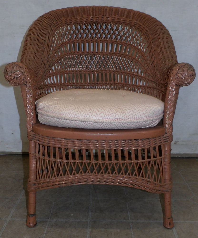 Painted Wicker Arm Chair (1 of 5)