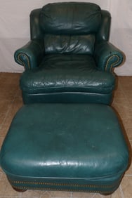 Leather Upholstered Chair & Ottoman