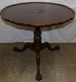 Mahogany Pie Crust Tea Table with Ball & Claw Feet