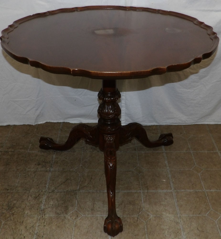Mahogany Pie Crust Tea Table with Ball & Claw Feet (1 of 3)