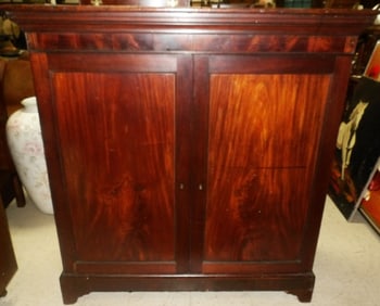 19th Century English Mahogany Inlaid Blind Door Cupboard