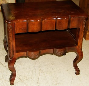 Ornate Carved Oak One Drawer Table by Baker Furniture