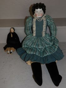 two antique China head dolls