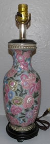 Oriental porcelain vase made into lamp