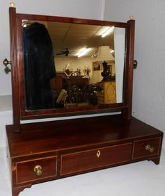 19th century mahogany inlaid dressing mirror