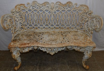 antique painted cast iron bench