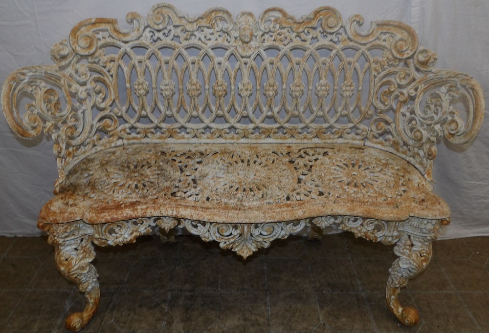 antique painted cast iron bench (1 of 5)