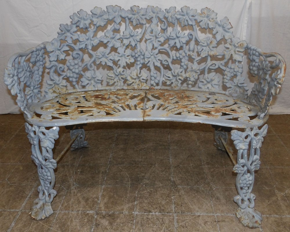 antique painted cast iron chair and bench (1 of 8)