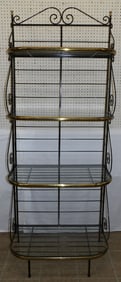 painted wrought iron brass and glass shelf Baker's rack