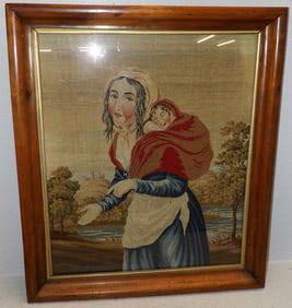 antique framed needlework