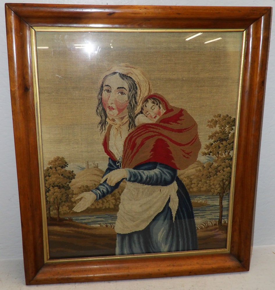 antique framed needlework (1 of 3)