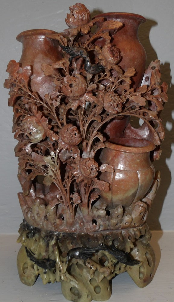 Chinese carved soapstone vase (1 of 3)