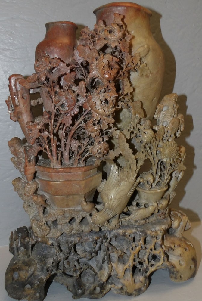 Chinese carved soapstone vase (1 of 5)