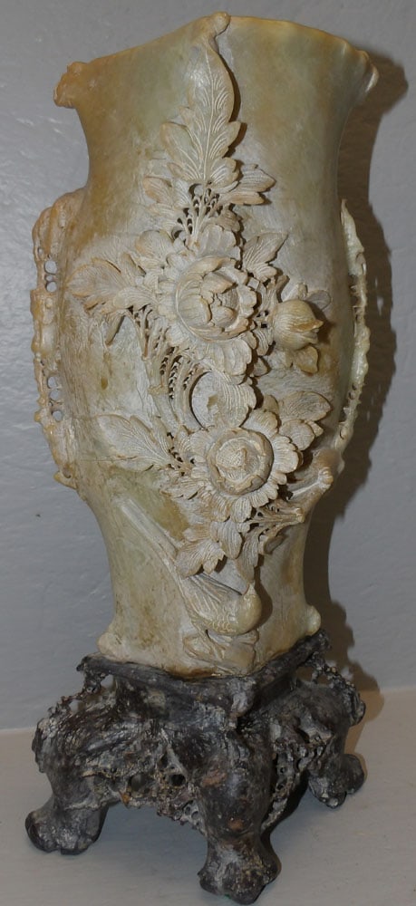 Chinese carved soapstone vase (1 of 4)