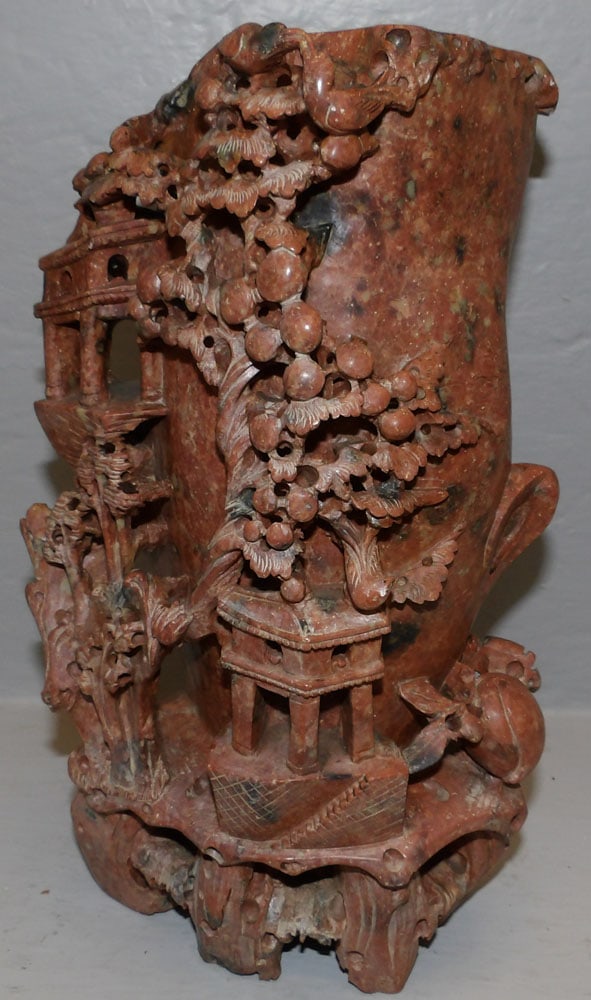Chinese carved soapstone vase (1 of 4)