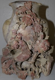 Chinese carved soapstone vase