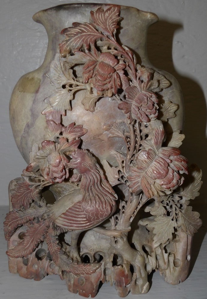 Chinese carved soapstone vase (1 of 4)
