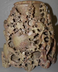 Chinese carved soapstone vase