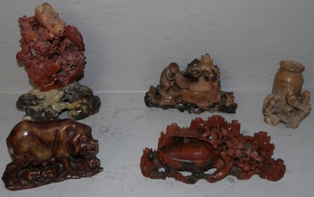 5 pieces of Chinese carved soapstone