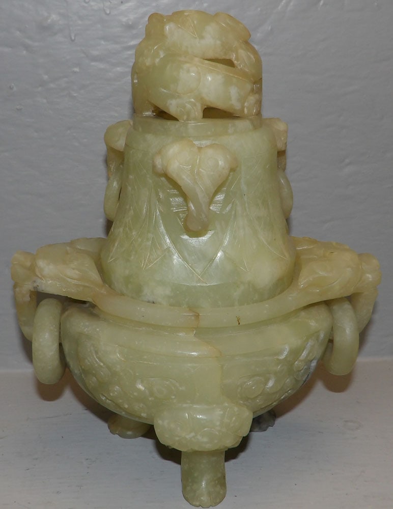 Chinese carved soapstone incense burner (1 of 5)