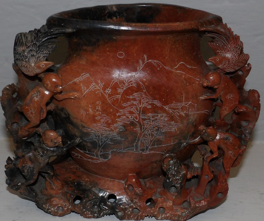 Chinese carved soapstone vase (1 of 3)