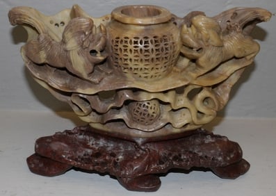 Chinese carved soapstone vase