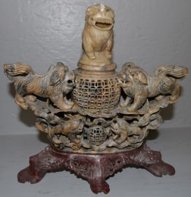 Chinese carved soapstone vase
